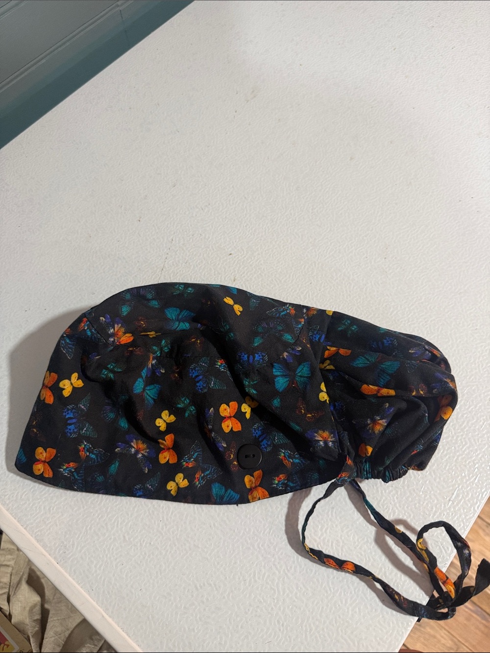 Kids Black Butterfly Print Scrub Cap - Unbranded